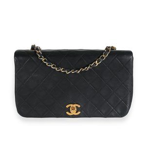 Chanel Vintage Black Quilted Lambskin Single Flap Bag